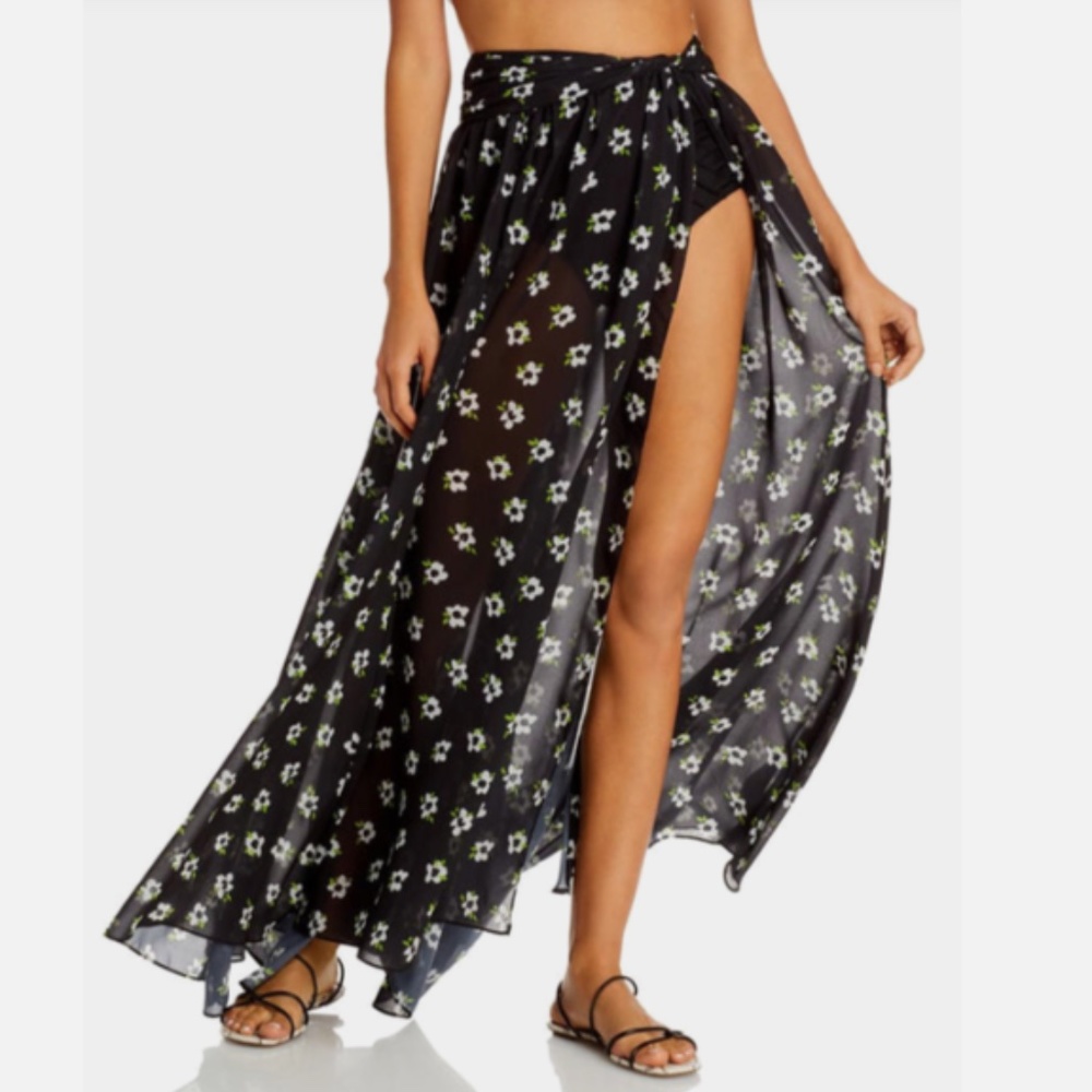 Caroline Constas Hera Printed Cover Up Maxi Skirt Medium Black/ White NWT $495
